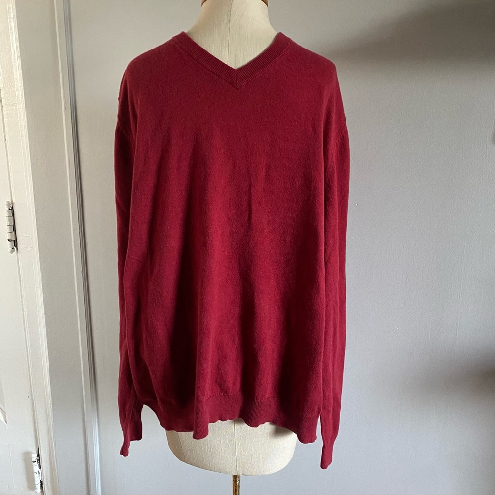 Men’s Nordstrom Men’s Shop v neck long sleeve red cotton cashmere sweater XL